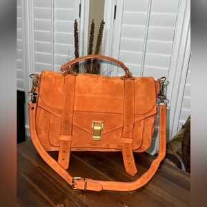 Proenza Shouler PS1 Handbag Crossbody Purse Burnt Orange Suede